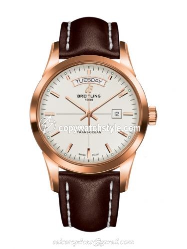 Breitling Transocean Day & Date Red Gold / Silver / Calf / Pin R4531012/G752/437X/R20BA.1 Breitling Transocean Day & Date Red Gold / Silver / Calf / Pin R4531012/G752/437X/R20BA.1