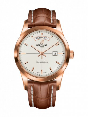 Breitling Transocean Day & Date Red Gold / Silver / Croco / Pin R4531012/G752/737P/R20BA.1 Breitling Transocean Day & Date Red Gold / Silver / Croco / Pin R4531012/G752/737P/R20BA.1
