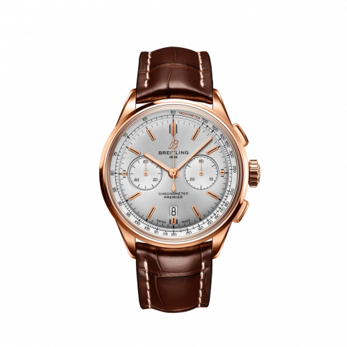 Breitling Premier B01 Chronograph 42 Red Gold / Silver / Alligator RB0118371G1P1 Breitling Premier B01 Chronograph 42 Red Gold / Silver / Alligator RB0118371G1P1