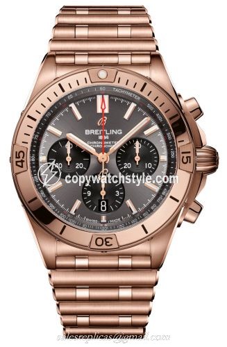 Breitling Chronomat B01 42 Red Gold / Anthracite / Rouleaux RB0134101B1R1