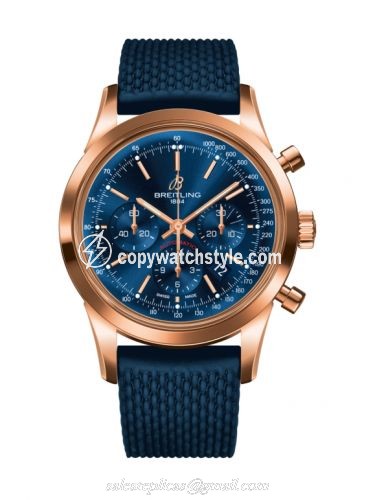 Breitling Transocean Chronograph Red Gold / Blue / Rubber Aero Classic RB015212|C940|281S Breitling Transocean Chronograph Red Gold / Blue / Rubber Aero Classic RB015212|C940|281S