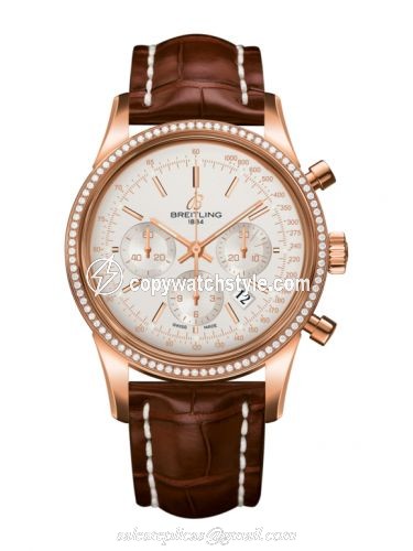 Breitling Transocean Chronograph Red Gold / Diamond / Silver / Croco RB015253.G738.737P Breitling Transocean Chronograph Red Gold / Diamond / Silver / Croco RB015253.G738.737P