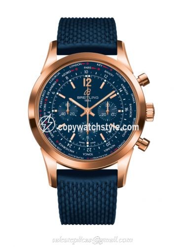 Breitling Transocean Chronograph Unitime Pilot Red Gold / Blue / Rubber RB0510V1.C880.276S