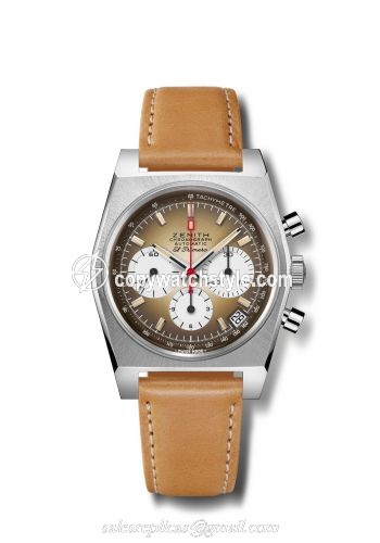 Zenith El Primero A385 Revival Stainless Steel / Brown Ref 03.A384.400/385.C855 Zenith El Primero A385 Revival Stainless Steel / Brown Ref 03.A384.400/385.C855