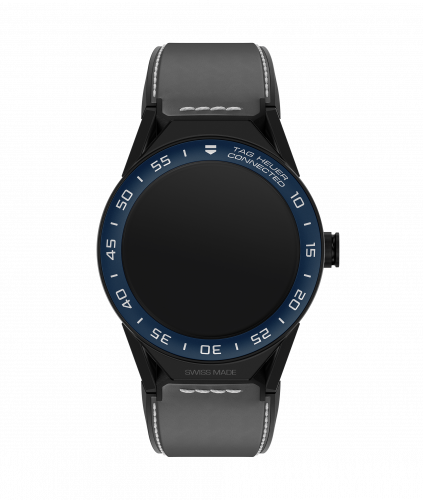 TAG Heuer Carrera Connected Modular 45 Black Titanium / Blue Ceramic / Grey Calfskin SBF8A8021.82FT6104