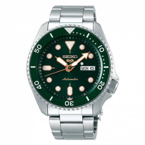 Seiko 5 Sports Sports Style Stainless Steel / Green - Gold / Bracelet SRPD63K1 Seiko 5 Sports Sports Style Stainless Steel / Green - Gold / Bracelet SRPD63K1