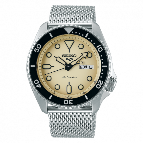 Seiko 5 Sports Suits Style Stainless Steel / Sand / Mesh SRPD67K1 Seiko 5 Sports Suits Style Stainless Steel / Sand / Mesh SRPD67K1