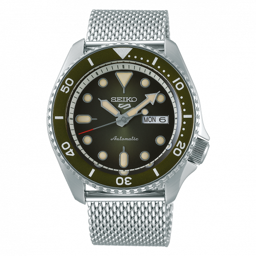 Seiko 5 Sports Suits Style Stainless Steel / Green / Mesh SRPD75K1 Seiko 5 Sports Suits Style Stainless Steel / Green / Mesh SRPD75K1