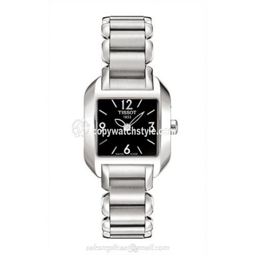 Tissot T-Wave Square Quartz 23.6 Stainless Steel / Black / Bracelet T02.1.285.52 Tissot T-Wave Square Quartz 23.6 Stainless Steel / Black / Bracelet T02.1.285.52