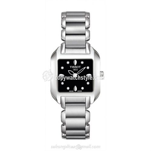 Tissot T-Wave Square Quartz 23.6 Stainless Steel / Black / Bracelet T02.1.285.54 Tissot T-Wave Square Quartz 23.6 Stainless Steel / Black / Bracelet T02.1.285.54