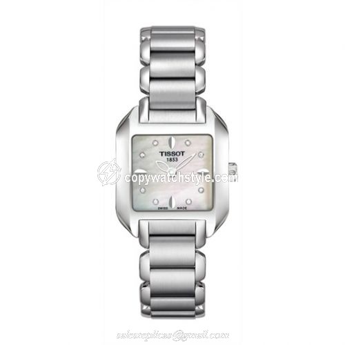 Tissot T-Wave Square Quartz 23.6 Stainless Steel / MOP / Bracelet T02.1.285.74 Tissot T-Wave Square Quartz 23.6 Stainless Steel / MOP / Bracelet T02.1.285.74