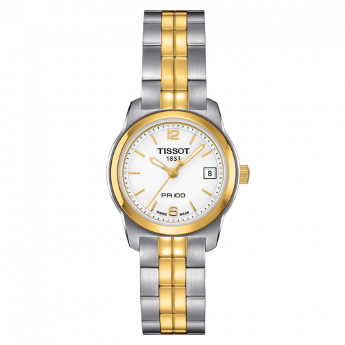 Tissot PR 100 Quartz 24.5 Stainless Steel / Yellow Gold PVD / White / Bracelet T049.210.22.017.00 Tissot PR 100 Quartz 24.5 Stainless Steel / Yellow Gold PVD / White / Bracelet T049.210.22.017.00