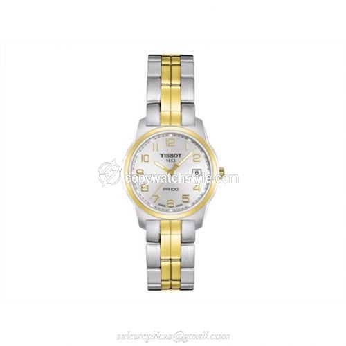 Tissot PR 100 Quartz 24.5 Stainless Steel / Yellow Gold PVD / Silver / Bracelet T049.210.22.032.00