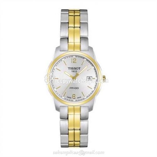 Tissot PR 100 Quartz 24.5 Stainless Steel / Yellow Gold PVD / Silver / Bracelet T049.210.22.037.00 Tissot PR 100 Quartz 24.5 Stainless Steel / Yellow Gold PVD / Silver / Bracelet T049.210.22.037.00