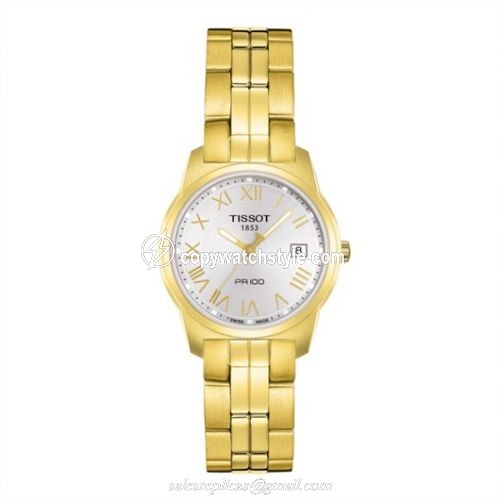 Tissot PR 100 Quartz 24.5 Yellow Gold PVD / Silver / Bracelet T049.210.33.033.00 Tissot PR 100 Quartz 24.5 Yellow Gold PVD / Silver / Bracelet T049.210.33.033.00