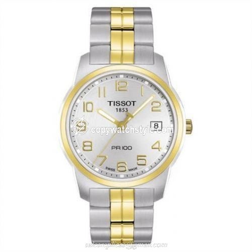Tissot PR 100 Quartz 38 Stainless Steel / Yellow Gold PVD / Silver / Bracelet T049.410.22.032.01 Tissot PR 100 Quartz 38 Stainless Steel / Yellow Gold PVD / Silver / Bracelet T049.410.22.032.01