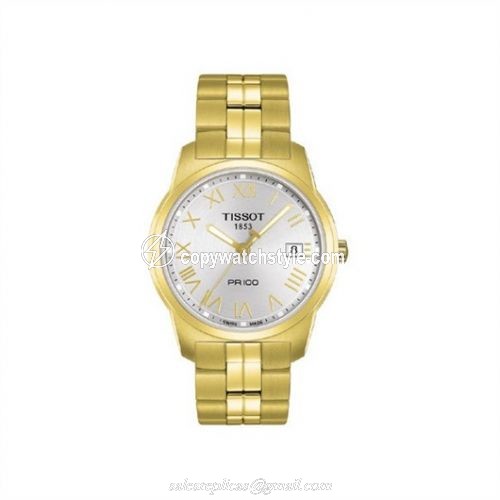 Tissot PR 100 Quartz 38 Yellow Gold PVD / Silver / Bracelet T049.410.33.033.01 Tissot PR 100 Quartz 38 Yellow Gold PVD / Silver / Bracelet T049.410.33.033.01