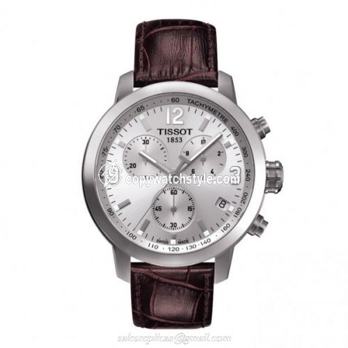 Tissot PRC 200 Quartz Chronograph Silver Brown Leather T055.417.16.037.00 Tissot PRC 200 Quartz Chronograph Silver Brown Leather T055.417.16.037.00