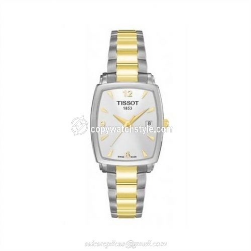 Tissot Everytime Tonneau Stainless Steel / PVD Yellow Gold / Silver / Bracelet T057.910.22.037.00