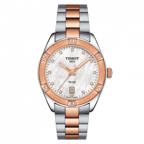 Tissot PR 100 Sport Chic 36 Stainless Steel / Rose Gold PVD / MOP / Bracelet T101.910.22.116.00 Tissot PR 100 Sport Chic 36 Stainless Steel / Rose Gold PVD / MOP / Bracelet T101.910.22.116.00