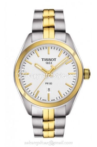 Tissot PR 100 Quartz 33 Stainless Steel / Yellow Gold PVD / Silver / Bracelet T101.210.22.031.00 Tissot PR 100 Quartz 33 Stainless Steel / Yellow Gold PVD / Silver / Bracelet T101.210.22.031.00