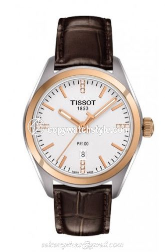 Tissot PR 100 Quartz 33 Stainless Steel / Rose Gold PVD / Silver / Strap T101.210.26.036.00 Tissot PR 100 Quartz 33 Stainless Steel / Rose Gold PVD / Silver / Strap T101.210.26.036.00