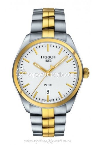 Tissot PR 100 Quartz 39 Stainless Steel / Yellow Gold PVD / Silver / Bracelet T101.410.22.031.00
