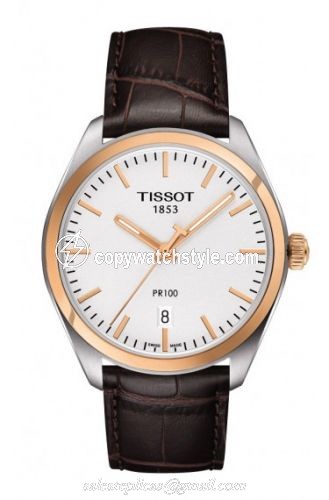 Tissot PR 100 Quartz 39 Stainless Steel / Yellow Gold PVD / Silver / Strap T101.410.26.031.00