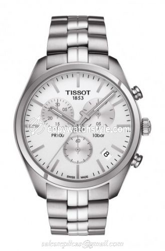 Tissot PR 100 Chronograph Quartz 41 Stainless Steel / Silver / Bracelet T101.417.11.031.00