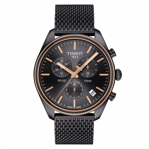 Tissot PR 100 Chronograph Quartz 41 PVD / Grey / Milanese T101.417.23.061.00 Tissot PR 100 Chronograph Quartz 41 PVD / Grey / Milanese T101.417.23.061.00