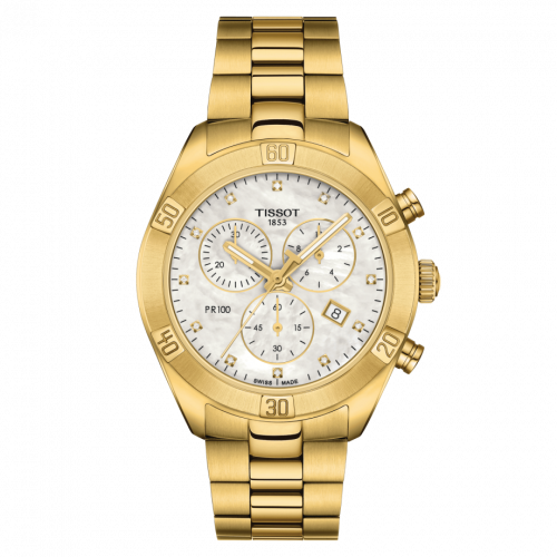 Tissot PR 100 Sport Chic Chronograph 38 Yellow Gold PVD / MOP / Bracelet T101.917.33.116.01 Tissot PR 100 Sport Chic Chronograph 38 Yellow Gold PVD / MOP / Bracelet T101.917.33.116.01