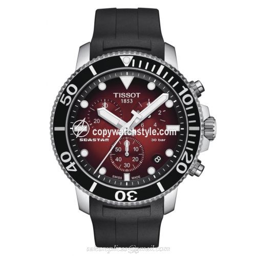Tissot Seastar 1000 Chronograph Quartz 45.5 Stainless Steel / Gradient Red / Rubber T120.417.17.421.00 Tissot Seastar 1000 Chronograph Quartz 45.5 Stainless Steel / Gradient Red / Rubber T120.417.17.421.00