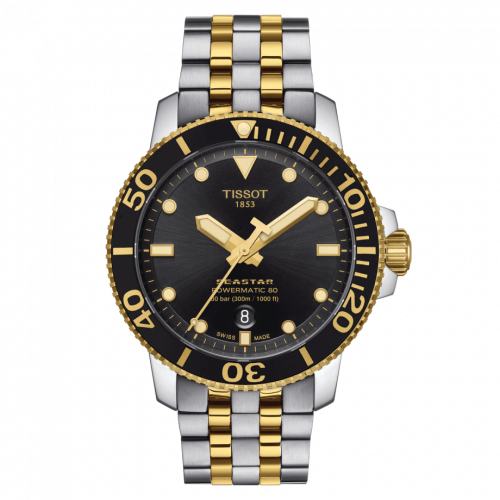 Tissot Seastar 1000 Powermatic 80 43 Stainless Steel / Yellow Gold PVD / Black / Bracelet T120.407.22.051.00 Tissot Seastar 1000 Powermatic 80 43 Stainless Steel / Yellow Gold PVD / Black / Bracelet T120.407.22.051.00