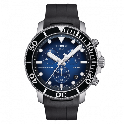 Tissot Seastar 1000 Chronograph Quartz 45.5 Stainless Steel / Gradient Blue / Rubber T120.417.17.041.00 Tissot Seastar 1000 Chronograph Quartz 45.5 Stainless Steel / Gradient Blue / Rubber T120.417.17.041.00