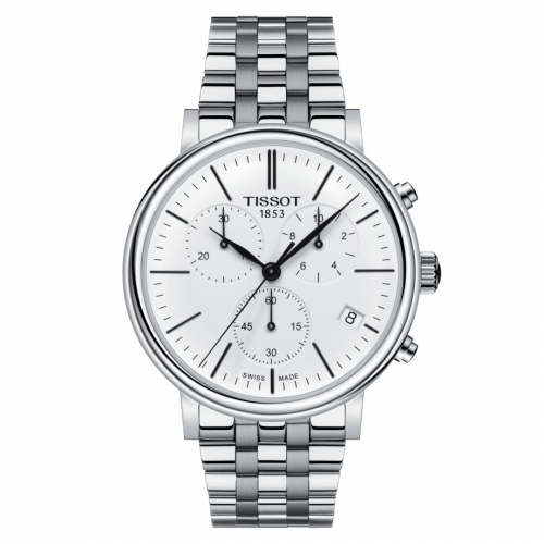 Tissot Carson Premium Chronograph Quartz 41 Stainless Steel / Silver / Bracelet T122.417.11.011.00 Tissot Carson Premium Chronograph Quartz 41 Stainless Steel / Silver / Bracelet T122.417.11.011.00