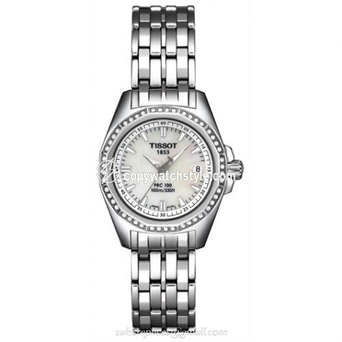 Tissot PRC 100 Quartz 29.7 Stainless Steel / MOP / Bracelet T22.1.181.21