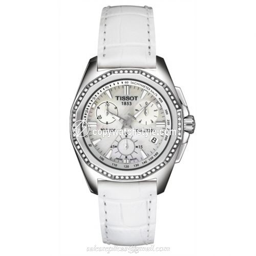 Tissot PRC 100 Chronograph Quartz 34.8 Stainless Steel / MOP / Strap T22.1.456.21 Tissot PRC 100 Chronograph Quartz 34.8 Stainless Steel / MOP / Strap T22.1.456.21