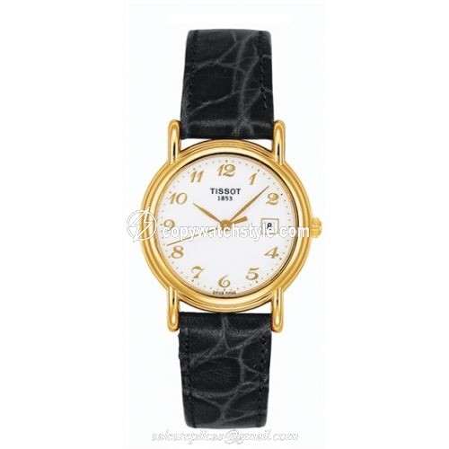 Tissot Carson Quartz 26.8 Yellow Gold / White / Strap T71.3.129.12 Tissot Carson Quartz 26.8 Yellow Gold / White / Strap T71.3.129.12