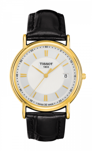 Tissot Carson Quartz 33.7 Yellow Gold / Silver / Strap T71.3.429.61 Tissot Carson Quartz 33.7 Yellow Gold / Silver / Strap T71.3.429.61