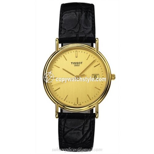 Tissot Carmel Quartz 33.9 Yellow Gold / Champagne / Strap T71.3.434.21