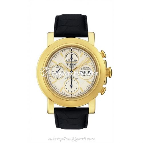 Tissot T-Lord Chronograph Automatic Yellow Gold / Silver / Strap T71.3.441.31 Tissot T-Lord Chronograph Automatic Yellow Gold / Silver / Strap T71.3.441.31