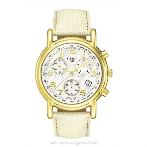 Tissot Carson Chronograph Quartz 39.7 Yellow Gold / MOP / Strap T71.3.442.72 Tissot Carson Chronograph Quartz 39.7 Yellow Gold / MOP / Strap T71.3.442.72