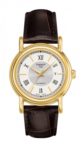 Tissot Carson Automatic 29.7 Yellow Gold / Silver / Strap T907.007.16.038.00 Tissot Carson Automatic 29.7 Yellow Gold / Silver / Strap T907.007.16.038.00
