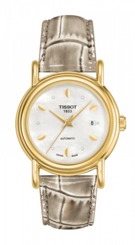 Tissot Carson Automatic 29.7 Yellow Gold / MOP / Alligator T907.007.16.106.00 Tissot Carson Automatic 29.7 Yellow Gold / MOP / Alligator T907.007.16.106.00