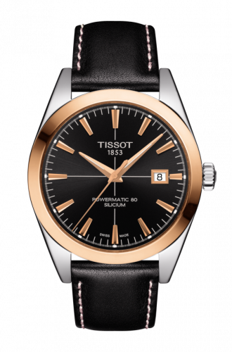 Tissot Gentleman Powermatic Stainless Steel / Red Gold / Brown / Strap T927.407.46.051.00