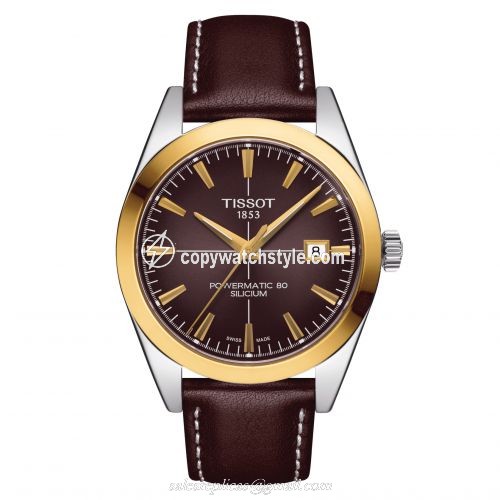 Tissot Gentleman Powermatic Stainless Steel / Yellow Gold / Brown / Strap T927.407.46.291.01 Tissot Gentleman Powermatic Stainless Steel / Yellow Gold / Brown / Strap T927.407.46.291.01