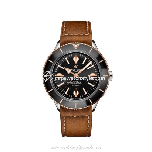 Breitling Superocean Heritage '57 Stainless Steel / Red Gold / Black / Calf / Folding U10370121B1X2