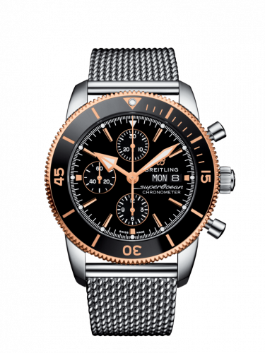 Breitling Superocean Heritage II Chronograph 44 Stainless Steel / Rose Gold / Black / Milanese U13313121B1A1