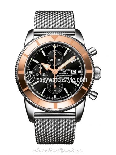 Breitling Superocean Heritage 46 Chronograph Stainless Steel / Red Gold / Black / Milanese U1332012.B908.152A Breitling Superocean Heritage 46 Chronograph Stainless Steel / Red Gold / Black / Milanese U1332012.B908.152A
