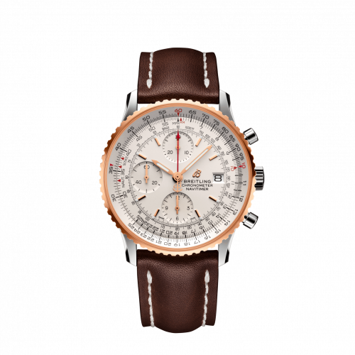 Breitling Navitimer 1 Chronograph 41 Stainless Steel / Red Gold / Silver / Croco / Folding U13324211G1X2 Breitling Navitimer 1 Chronograph 41 Stainless Steel / Red Gold / Silver / Croco / Folding U13324211G1X2